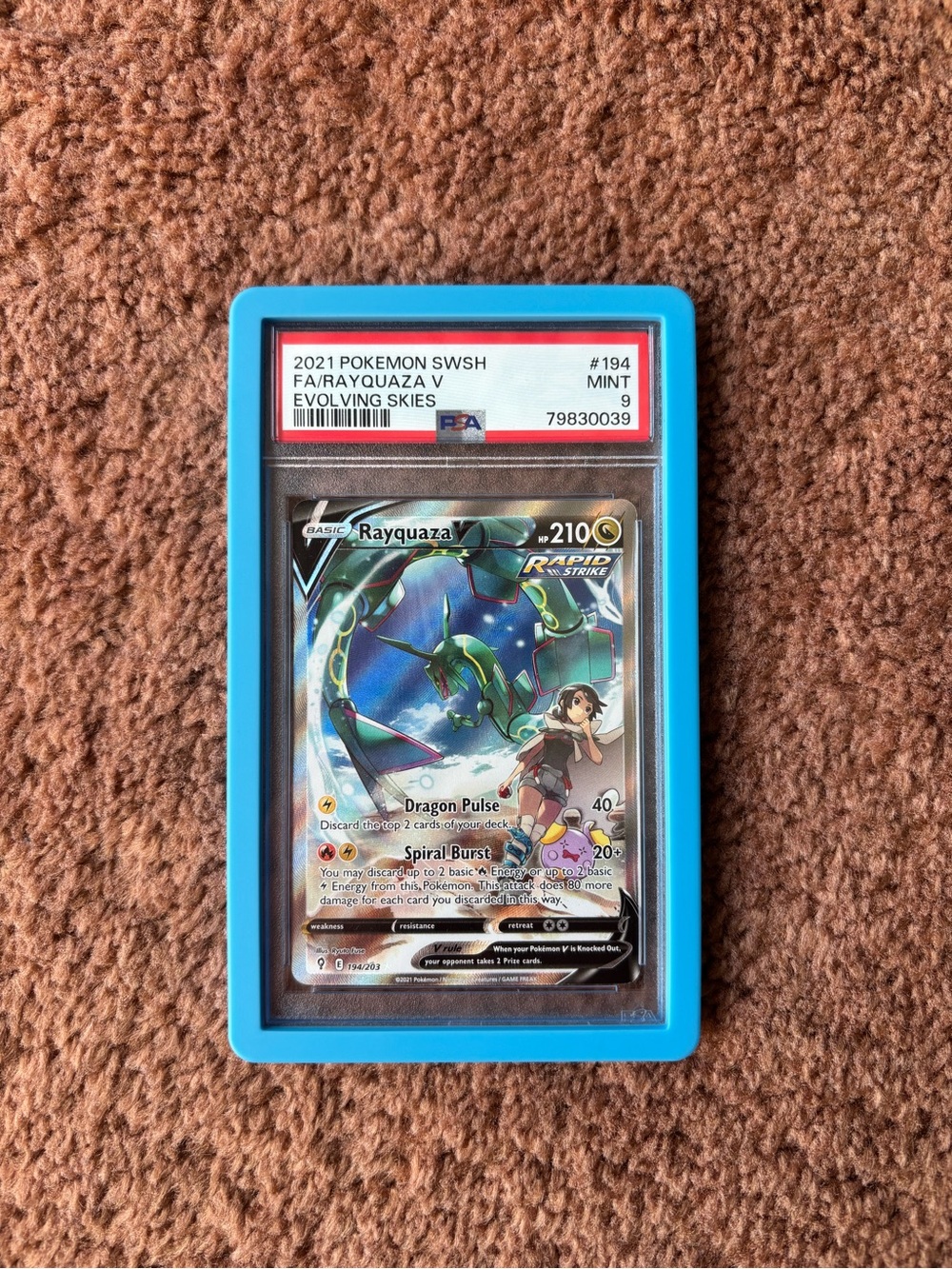 Rayquaza V Pokémon Card - Holo PSA 9 Graded (Evolving Skies)